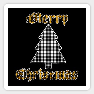 White & Gold Merry Christmas Plaid (Dark Colored Shirts) Sticker